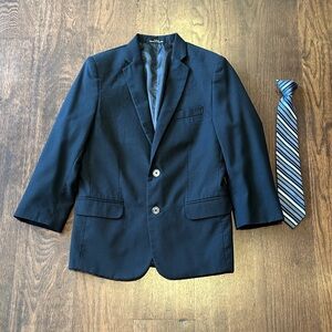 Calvin Klein Navy Blazer with Striped Tie